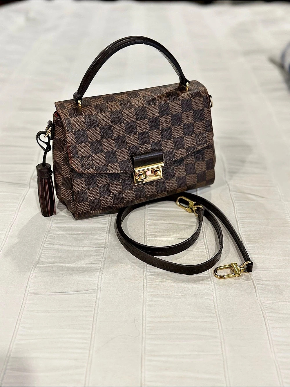 Louis Vuitton Croisette Damier Ebene Shoulder Bag Brown Like New